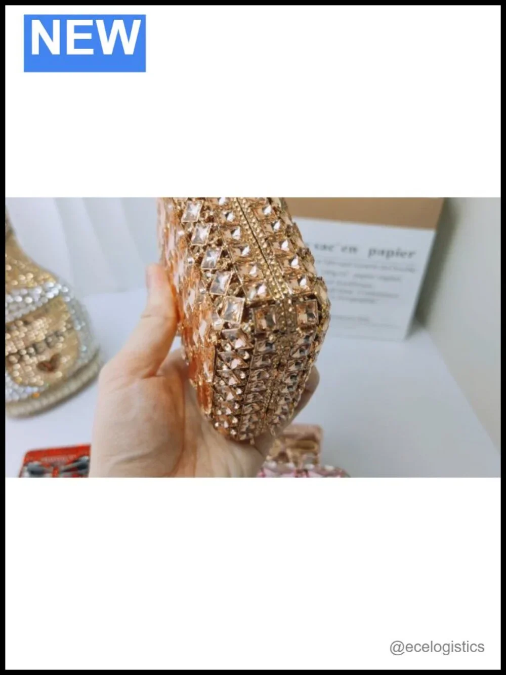 Perfume Bottle Crystal Clutch Purse Rhinestone Bridal Evening Handbag